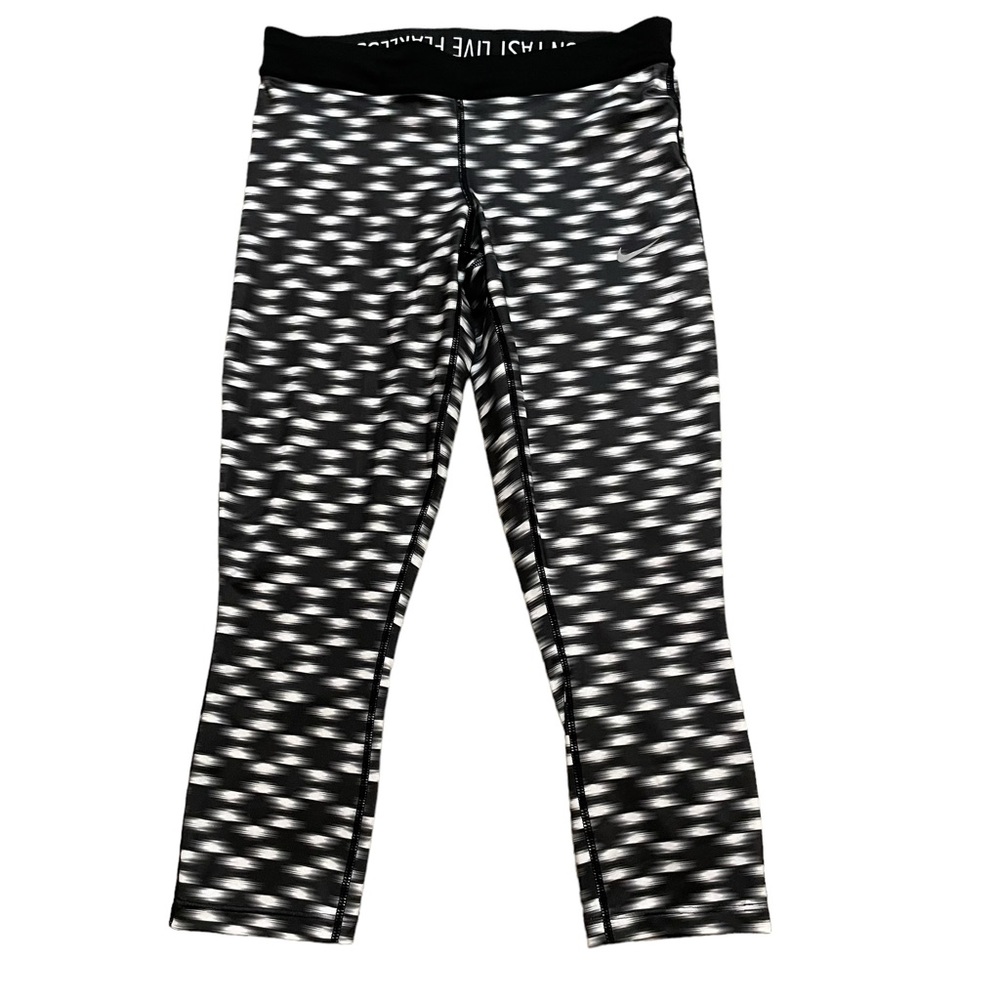 Nike Black and White Capri Running Tights.  Size M